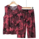 Vintage Summer Sleeveless T-Shirt Pajamas Suit Large Size Two Piece Sleepwear Set New Women Pyjamas Casual Mother Home Clothes