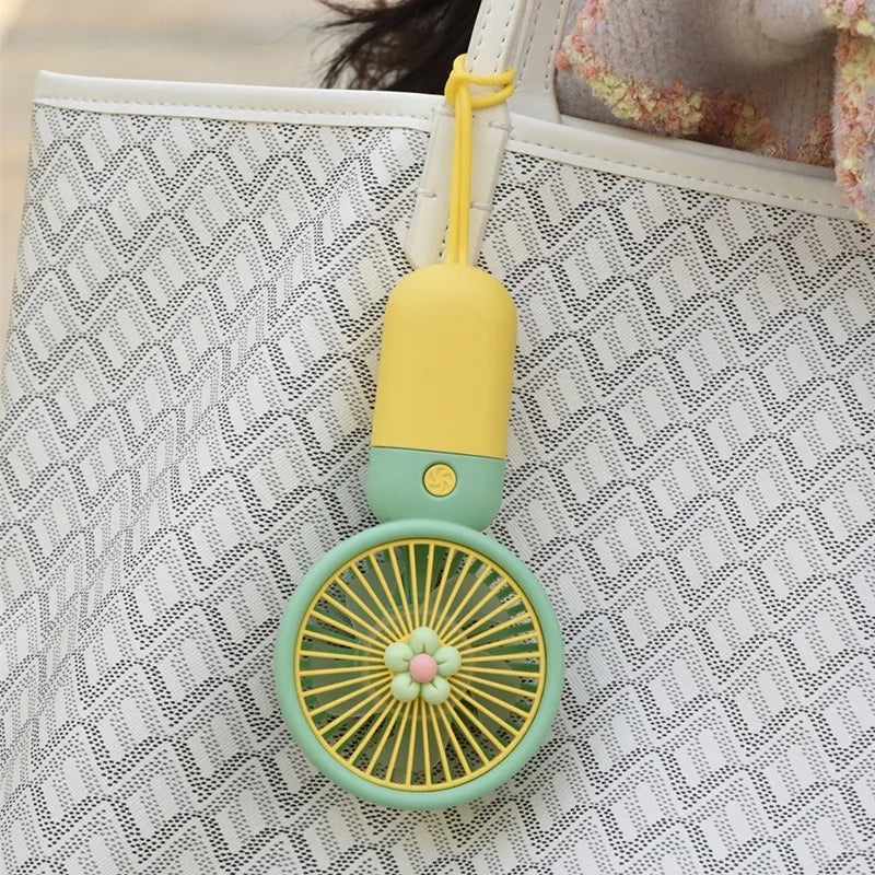 Mini USB Portable Fan Rechargeable Portable Fan Electr Summer For Home Outdoor Standing Mobile Handheld Convenient Cute Flower