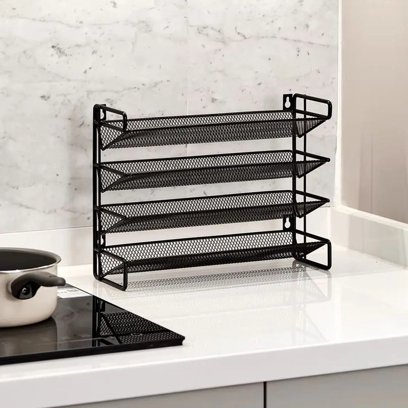 Black 4 Tier Metal Spice Rack Organizer