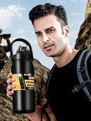 Portable Thermos with Straw Cold and Hot Thermal Mug Tumbler Coffee Cup Sports Vacuum Flasks 304 Stainless Steel Water Bottle