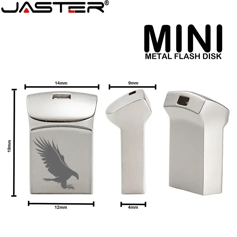 JASTER Mini Metal USB 2.0 Flash Drives Silver Business Gifts Memory Stick Pen Drive Waterproof Storage Devices 32GB 64GB U disk