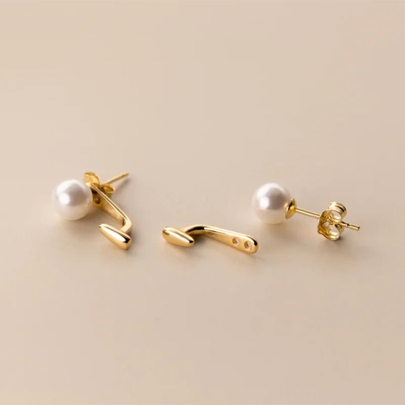 WANTME 925 Sterling Silver Trend Statement Synthetic Pearl Ear Hook Korean Cute Teenager Daily Earring Jewelry Women Accessories