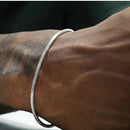 Silberfarbenes Titan-Stahl Schlangenkette Armband für Herren Hip Hop Einfaches Edelstahlarmband für Damen Retro Schmuck