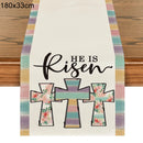 2024 Easter Rabbit Table Runner Linen Bunny Dining Table Cloth Placemat Spring Holiday Happy Easter Decoration For Home Kitchen