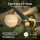 CONENTOOL Mini Chainsaw 8+6 Inch 21V Cordless Electric Chainsaw with Li-ion Battery Handheld Garden Wood Cutting Pruning Machine