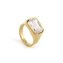 Luxury Fashion Stainless Steel Crystal Rings For Women Vintage Green Cubic Zircon Rhinestone Ring Party Statement Rings Jewelry