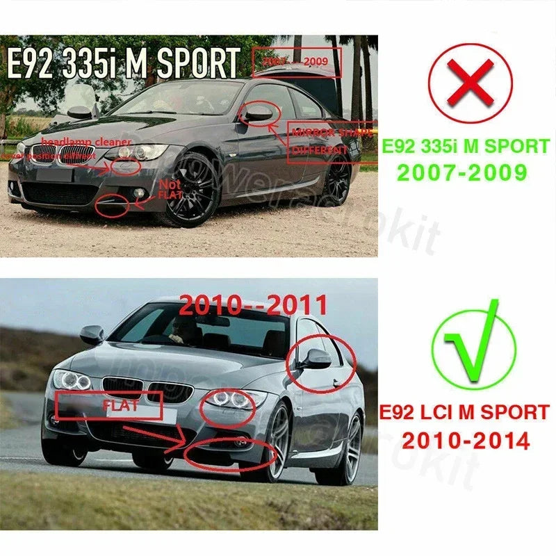 FOR BMW 3 SERIES E92 E93 M SPORT FRONT SPLITTER BUMPER LIP GLOSS BLACK LCI 10-13