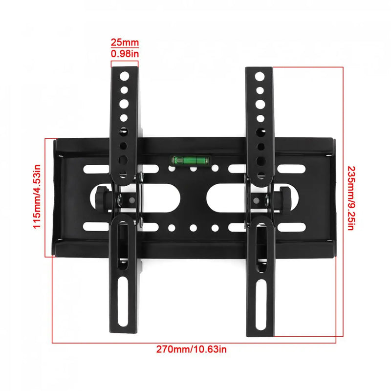 25KG Adjustable TV Wall Mount Brackets Flat Panel TV Frame Support 15 Degrees Tilt with Level for 14 - 42 Inch LCD LED Monitor