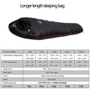 Extended Length 225cm Mummy Style White Goose Down Sleeping Bag With Longer Suitable For Very Tall People Height 200cm