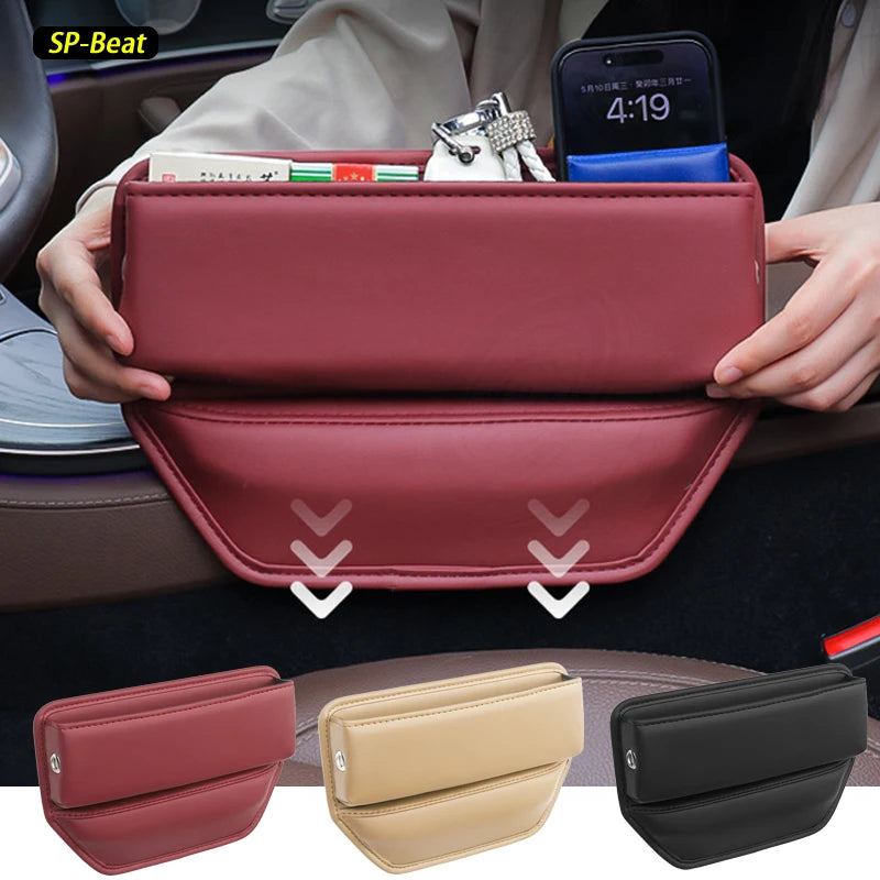 Car Seat Storage Box, Leather Interior Storage Bag, Car Seat Gap Filler, Universal Multi-Function Console, Side Storage Box 