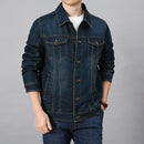 casual denim jacket, spring and autumn style Jeans Coat for Men Light Denim jacket, men's multi bag retro denim jacket