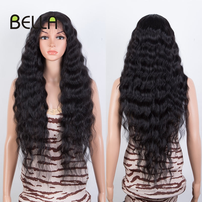 BELLA Lace Wigs Synthetic Deep Wave Curly Synthetic Lace Front Wig Blonde Wig Pink 30 Inch Hair Wigs For Black Women Cosplay