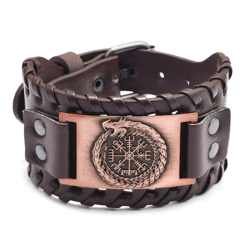 2022 Dragon Totem Viking Compass Bracelet Men's Bracelet New Fashion Synthetic Leather Nordic Rune Bracelet Accessories Jewelry