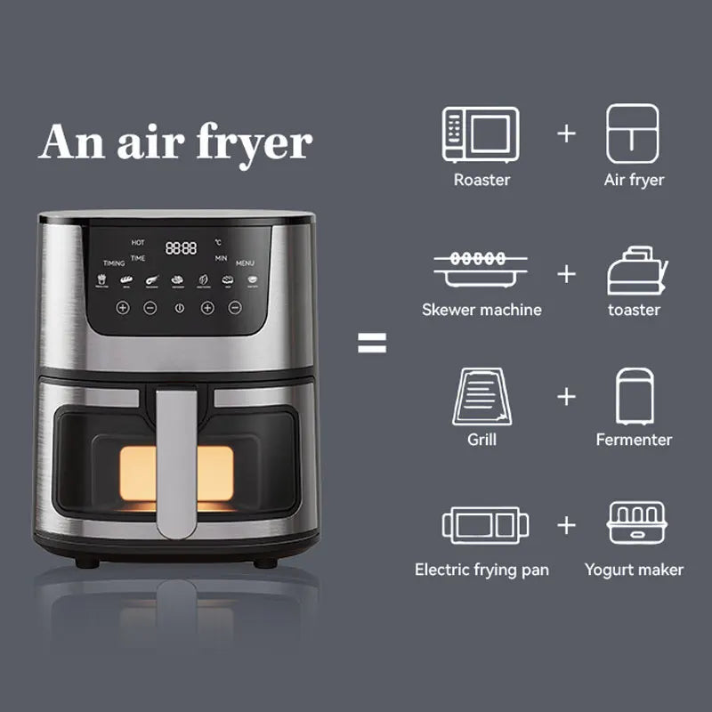 1250W Oil Free Air Fryer Oven LED Touch Panel Air Fryer Air Fryer Toaster Oven Combo with Presets Roast, Bake, Broil and Air Fry