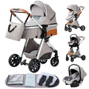 Newest Baby Stroller 3 in 1 Lightweight High Landscape Baby Carriage Aluminum Frame Travel System with Car Seat Pram for Newborn