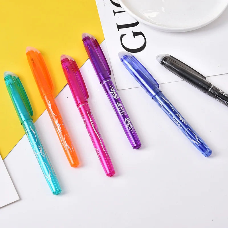 Erasable Gel Pen Or Refill Rod 0.5mm Washable Handle Magic Erasable Pen Refills For School Writing Tools Kawaii Stationery