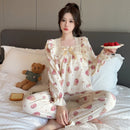 Lady Sweet Style Y2k Cartoon Women's Pajamas Bubble Cotton Bow Square Neck Female Nightgown 2024 Autumn New Youth Chic Sleepwear