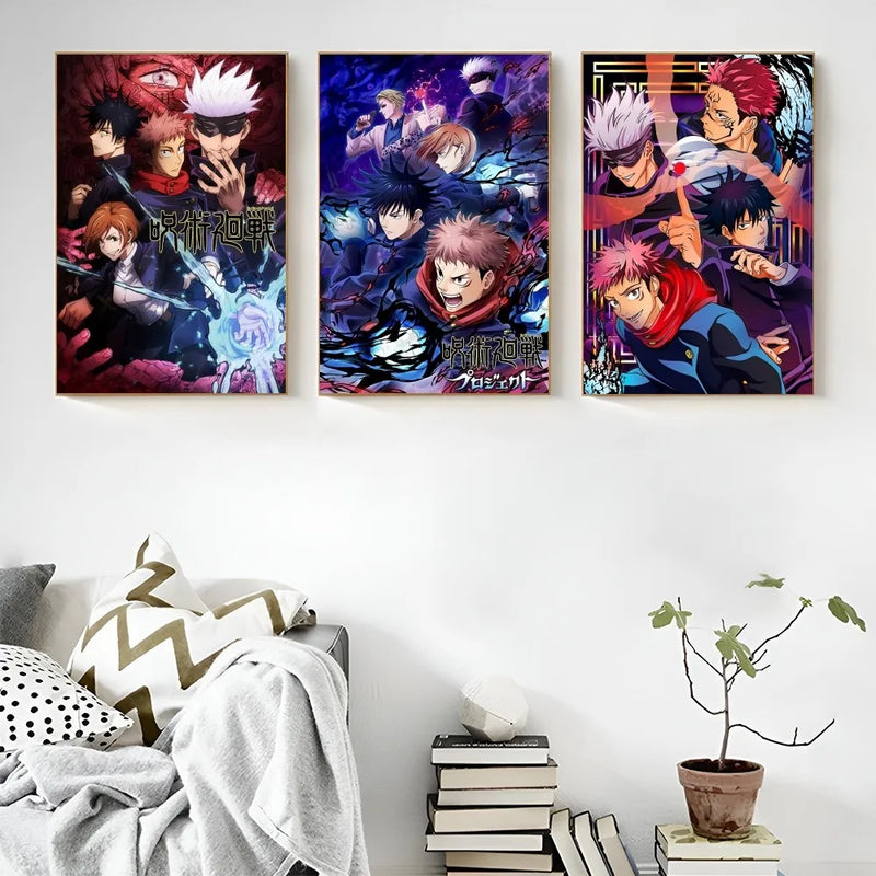 1PC Ujutsu Kaisen Anime Poster Self-adhesive Art Waterproof Paper Sticker Coffee House Bar Room Wall Decor