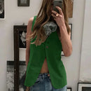 Women's Vest Spring Summer Slessveless Top Two Button Jackets Casual Slim Fit Gilet Khaki Women Clothing Fashion 2024 New