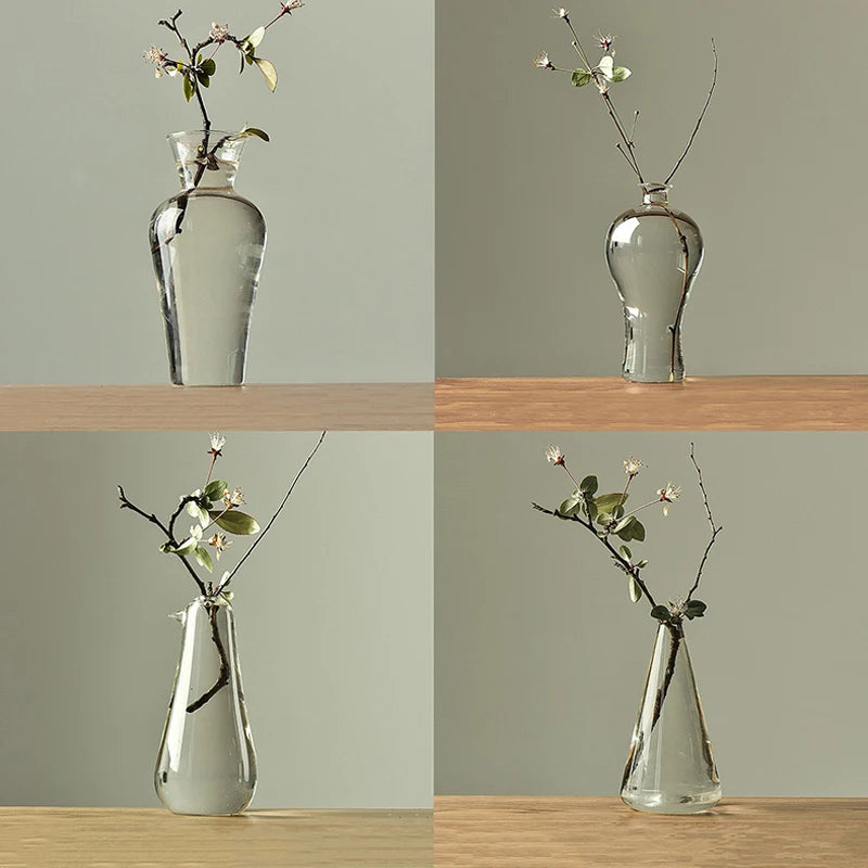 Transparent Glass Vases for Plant Bottle Japanese Zen Flower Vase Simple Hydroponic Living Room Table Decorative Flower Pot