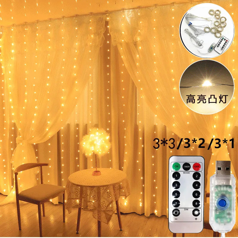 600/300 LED Window Curtain String Light Wedding Party Home Garden Bedroom Outdoor Indoor Wall Decorations