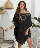 CROCHET BIKINI-Sexy Monochrome Bikini Cover Up Dress, Fashion Swimwear, Sun-resistant, Colorfast
