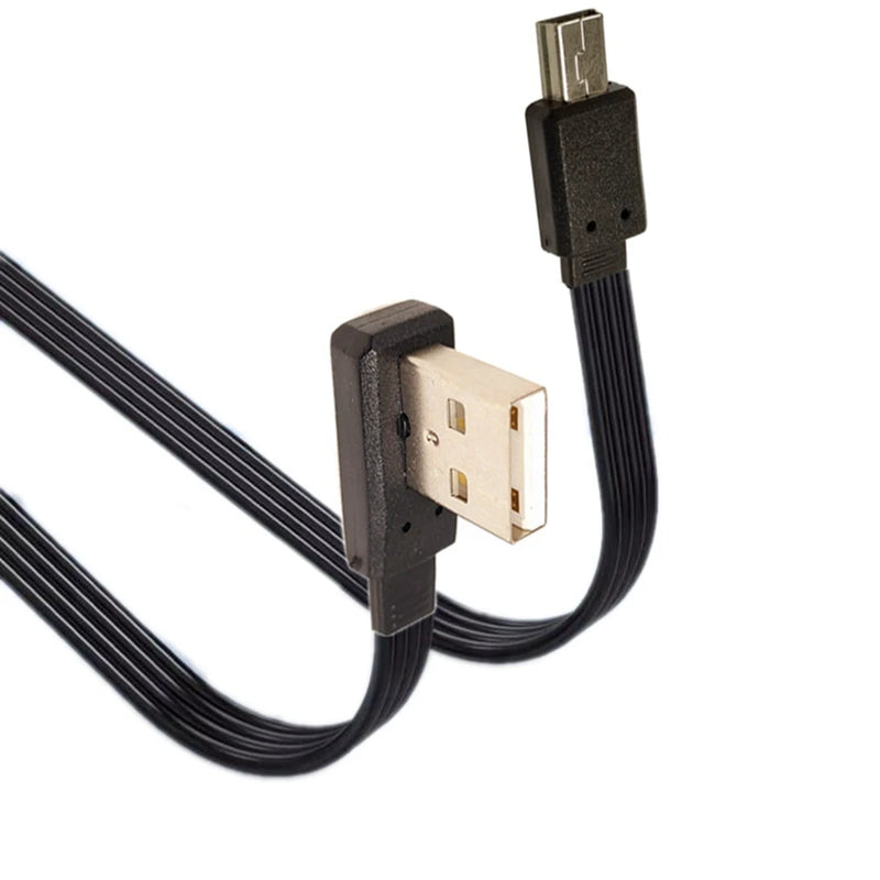 10CM 30CM 100CM Mini USB B Type 5-pin Plug Up Left Right Angled 90° to USB 2.0 flat Plug Data Cable 0.2 m 0.5 m