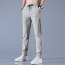 Ice Silk Men's Pants 2025 Summer New Black Gray Thin Business Casual Pants Outdoor Elastic Breathable Straight Leg Sweatpants