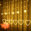 LED Fairy String Lights Heart Shaped Curtain Hanging Light Christmas Garland Outdoor for Party Home Wedding New Year Decor