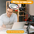 72 LED 10X NEW Illuminated Magnifier USB 3 Colors LED Magnifying Glass for Soldering Iron Repair/Table Lamp/Skincare Beauty Tool
