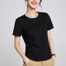 2025 Summer Women's Oversized T-Shirt - Cooling Silky Cotton Bone Shoulder Slim Fit Round Neck Casual Top | Trendy & Breathable