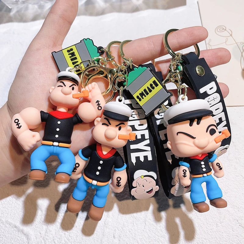 Anime Popeye Sailor Keychain Cartoon Figure Popeye Doll Pendant Key Chain Bag Car Keyring llaveros Jewelry Friends Gift