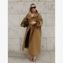 Lady Oversized Long Trench Women Coat Stand Collar Single Breasted Loose Wide Sleeve Casual Coats New Autumn Winter Chic Jackets