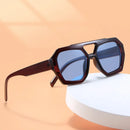 Vintage Eckige Sonnenbrille für Damen und Herren, dicker Rahmen, Doppelsteg, Brille, weiblich, Mode, Chic, Polygon-Sonnenbrille, Leopard Blau