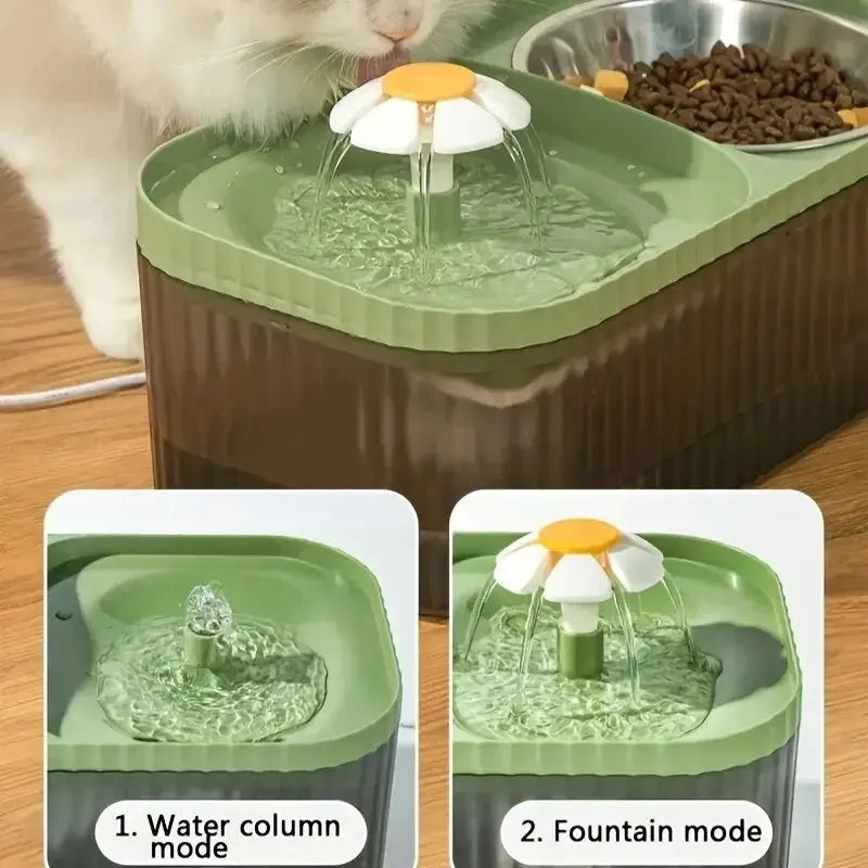 1pc Automatic Cat Water Fountain With Stainless Steel Food Bowl, Elevated Cat Feeder And Water Feeder For Indoor Cats