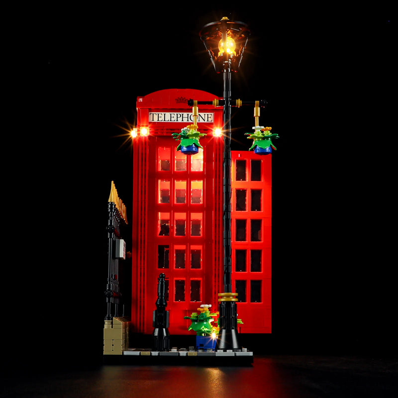 Hprosper LED Light For Lego 21347 Red London Telephone Box Decorative Lamp With Battery Box (Not Include Lego Building Blocks)