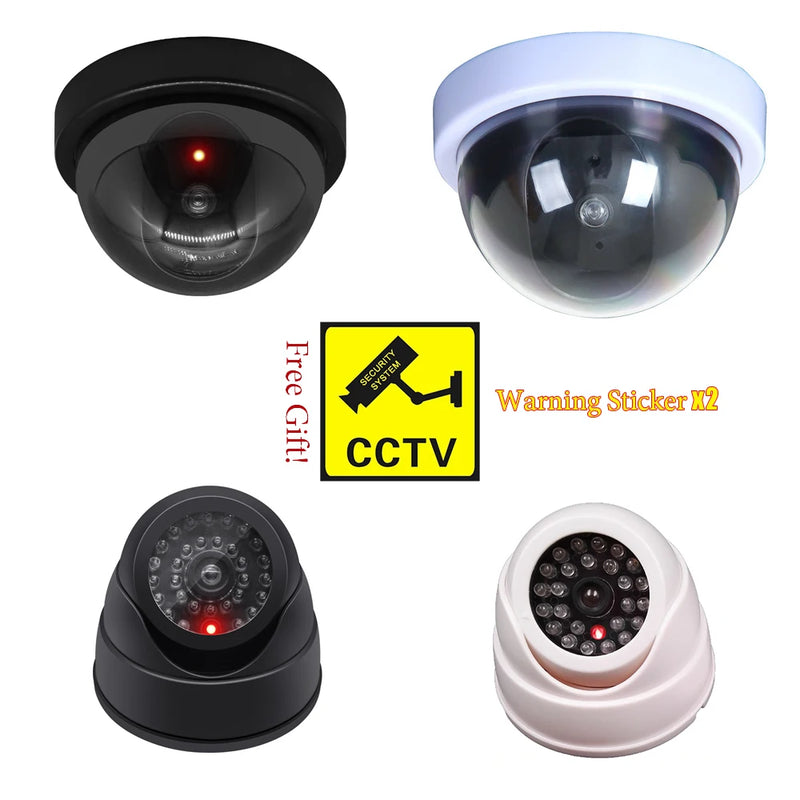 Creative Black Plastic Dome CCTV Dummy Camera Flashing Led Fake Camera Power Via AA Battery Surveillance Security System