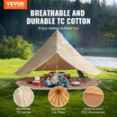 SucceBuy Canvas Bell Tent 4 Seasons 3m/6m Yurt Tent Canvas Tent for Camping with Stove Jack Breathable Tent Holds up to 4 People