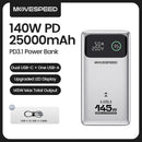 MOVESPEED M25Pro 25000mAh Power Bank 140W Type C PD Fast Charging PowerBank External Portable Charger for MacBook Lenovo Laptop