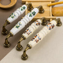 1PCS Vintage Rural Ceramic Drawer Cupboard Door Handles Green/Red Leaves Cabinet Pulls Dresser Kitchen Pull Knobs For Furniture