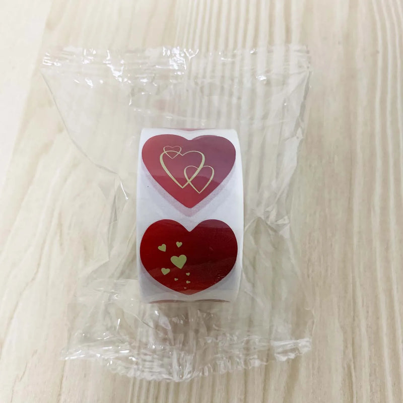 100-500pcs Red Heart Label Stickers Valentine's Day Gift Packaging Seal Candy Bag Wedding Decor Stationery Sticker 1inch