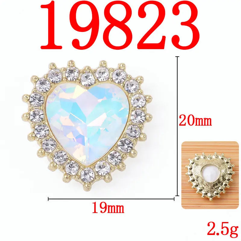 10Pcs Heart Decorative Button Full Diamond Mocha Colour Flower Plate Alloy Buckle Jewelry Accessories DIY Rhinestone Materials