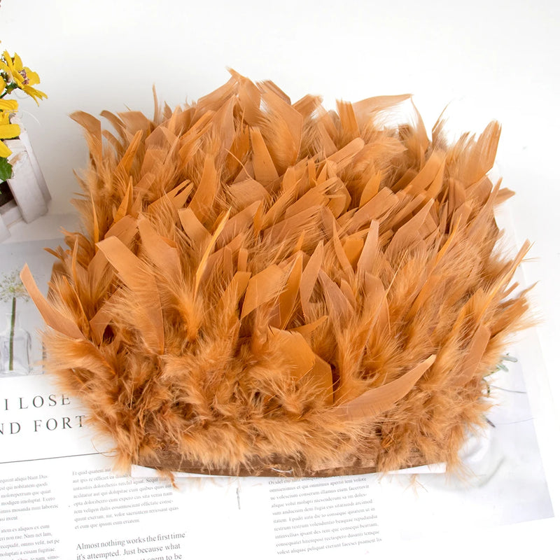 1 Meter Natural Turkey Feathers Trims 10-15cm for Sewing Ribbon Clothing Fringe Plumes Decoration DIY Crafts Wedding Party Dress