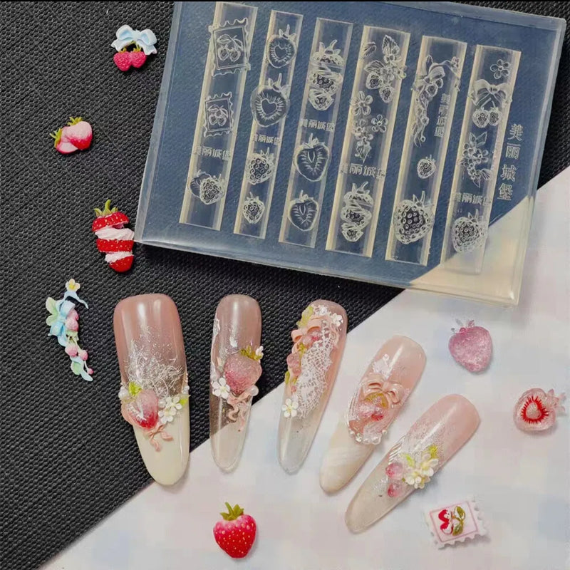 1Pc Cream Skirt Lace Heart  3D Acrylic Mold Nail Art Decorations  DIY Design Silicone Decorated  Nail Art Templates Nails  Mold
