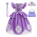 Disney  Little Princess Sopfia Frock Fancy Birthday Sofia Party Dress for Girls Sequined Bodice Flying Sleeve Carnival Costume