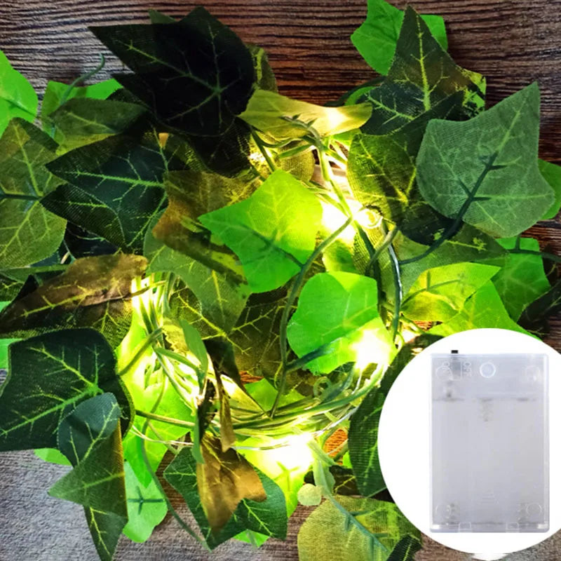 Flower Green Leaf String Lights Artificial Vine Fairy Lights Battery Powered Christmas Tree Garland Light for Weeding Home Decor