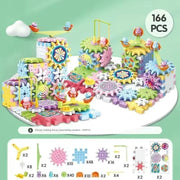 Vielseitiges elektrisch rotierendes Zahnradbausteinspielzeug, Montessori-Bausteine für Kinder Jungen Mädchen Geburtstagsgeschenke