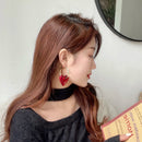 XIALUOKE Vintage Hyperbole Red Heart-shaped Drop Earrings For Women Personality Golden Hoop Earrings Jewelry Accessories