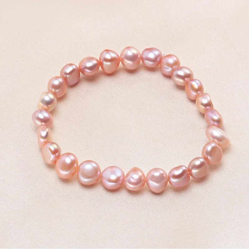 HENGSHENG Pearl Bracelet for Women Jewelry Freshwater Cultured 5-6mm Baroque Pearl Stretch Bracelet AAA+ Quality Pearls