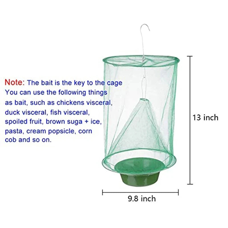 Dropship 1pc/2pcs/4pcs/6pcs Fly Catcher Killer Pest Control Reusable Hanging Flytrap Cage Net Traps Garden Hanging Flycatcher